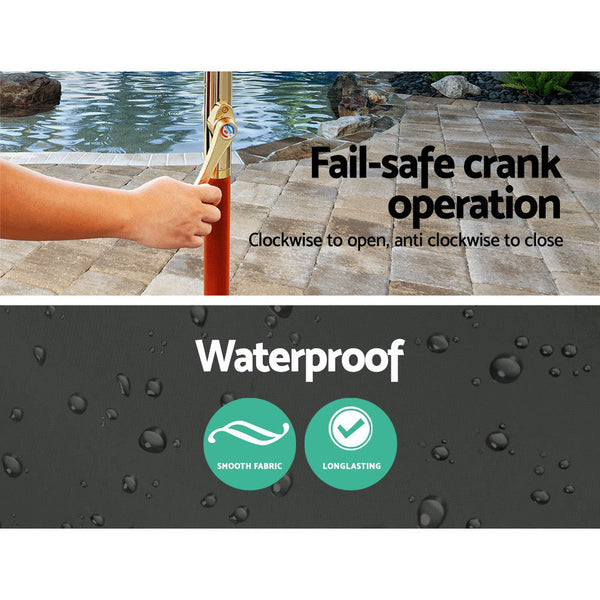 Instahut Outdoor Umbrella 3M Pole Umbrellas Stand Sun Beach Garden Deck Charcoal Patio Umbrellas