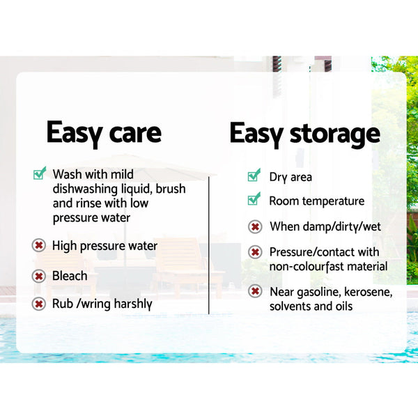 Instahut 3M Outdoor Umbrella Beach Pole Garden Patio Tilt Beige Patio Umbrellas