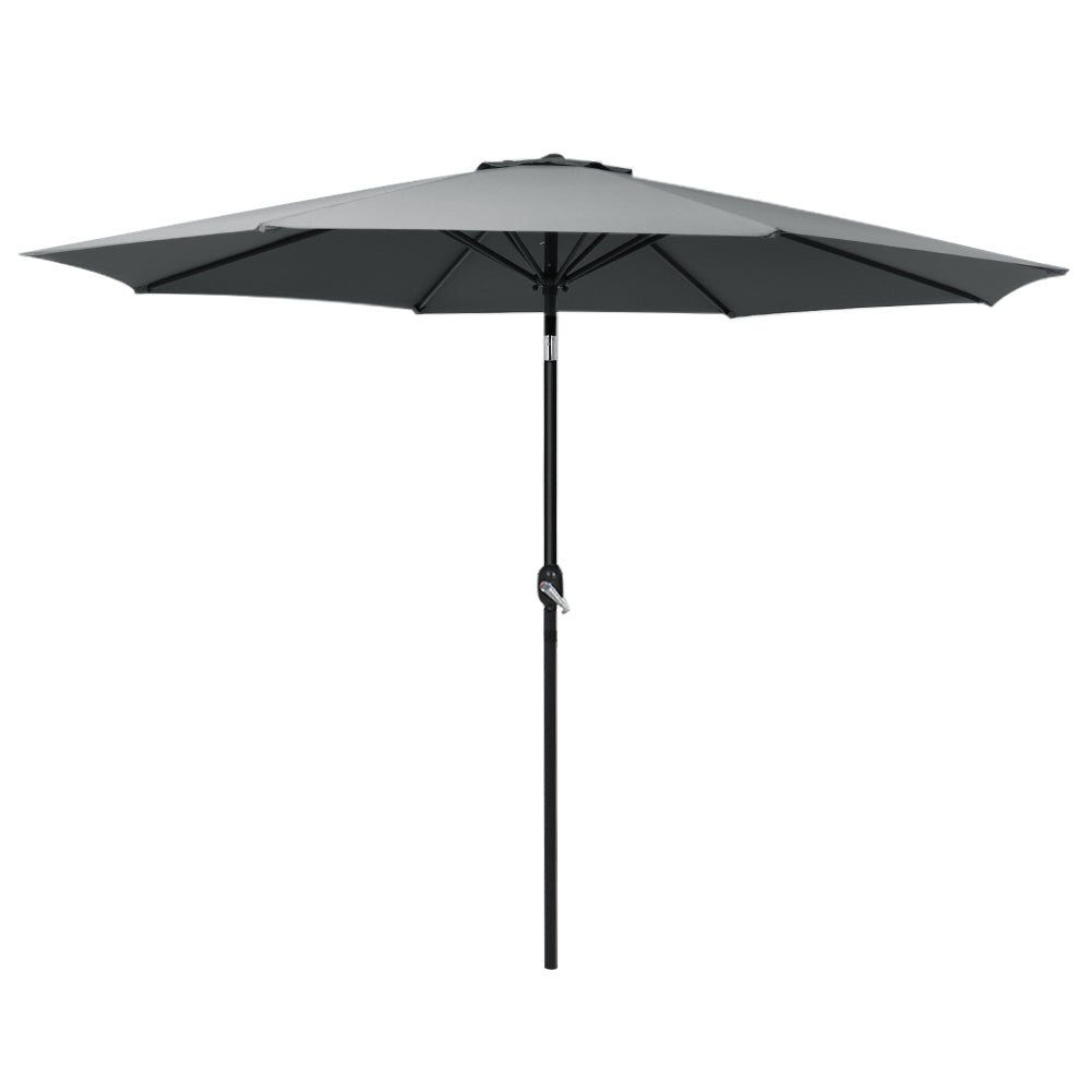 Instahut 3M Outdoor Umbrella Beach Pole Garden Patio Tilt Charcoal Patio Umbrellas
