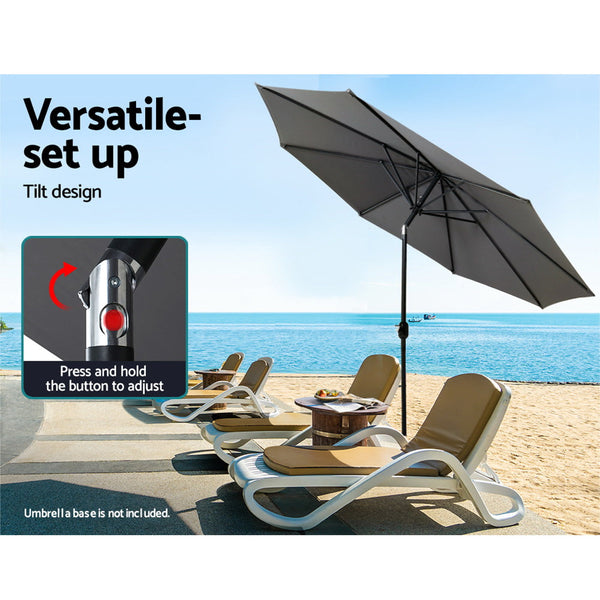 Instahut 3M Outdoor Umbrella Beach Pole Garden Patio Tilt Charcoal Patio Umbrellas