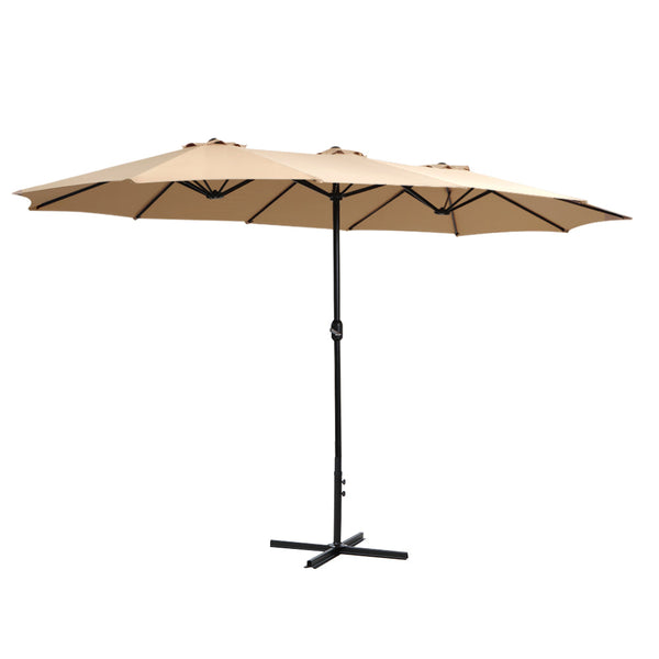 Instahut Outdoor Umbrella Twin Beach Stand Base Garden Sun Shade 4.57M Patio Umbrellas