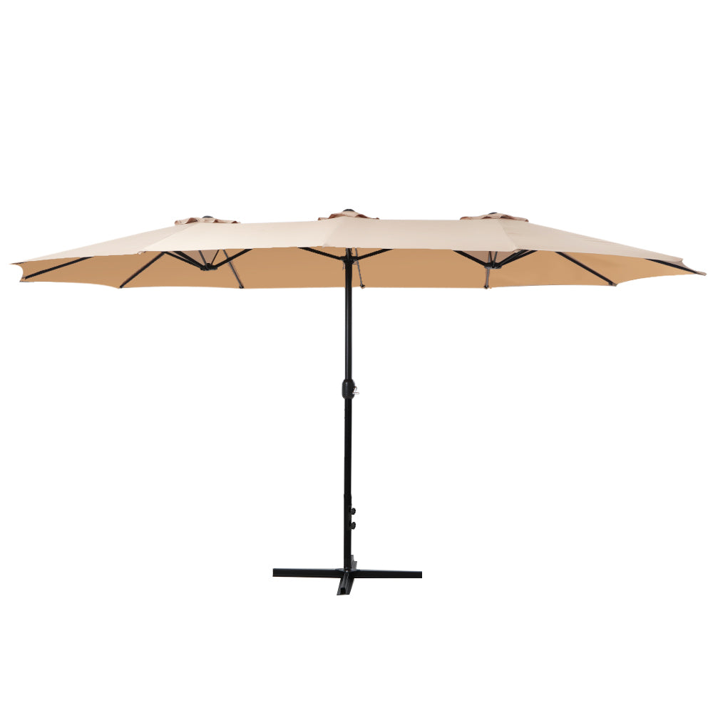 Instahut Outdoor Umbrella Twin Beach Stand Base Garden Sun Shade 4.57M Patio Umbrellas