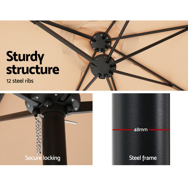 Instahut Outdoor Umbrella Twin Beach Stand Base Garden Sun Shade 4.57M Patio Umbrellas