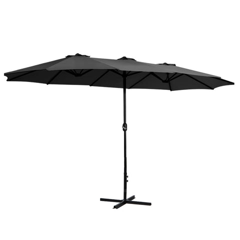 Instahut 4.57M Outdoor Umbrella Beach Pole Garden Tilt Black Patio Umbrellas