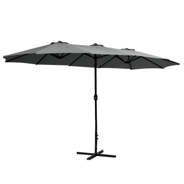 Instahut 4.57M Outdoor Umbrella Beach Pole Garden Tilt Charcoal Patio Umbrellas