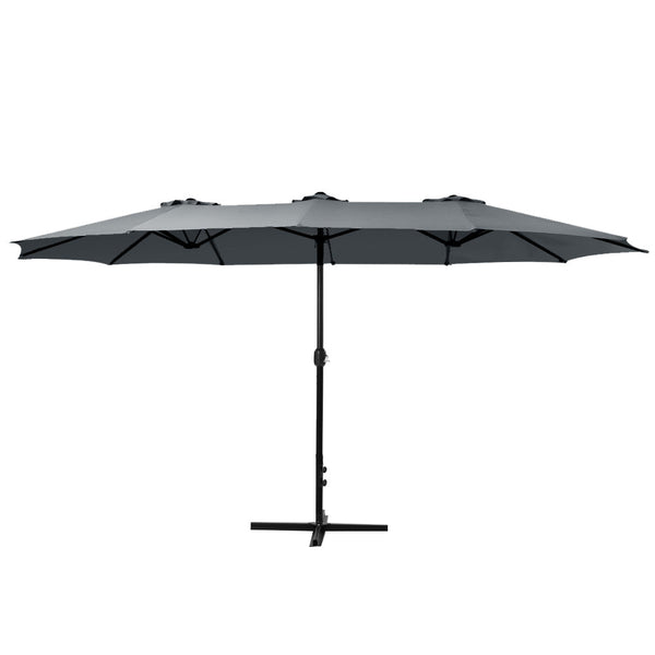 Instahut 4.57M Outdoor Umbrella Beach Pole Garden Tilt Charcoal Patio Umbrellas