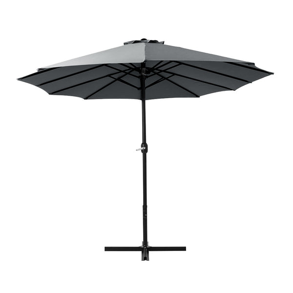 Instahut 4.57M Outdoor Umbrella Beach Pole Garden Tilt Charcoal Patio Umbrellas
