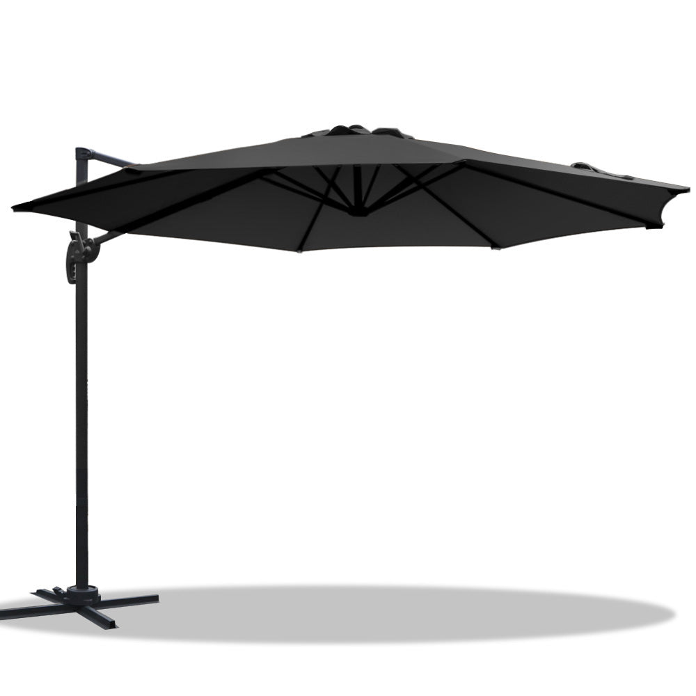 Instahut Roma Outdoor Umbrella Black Patio Umbrellas