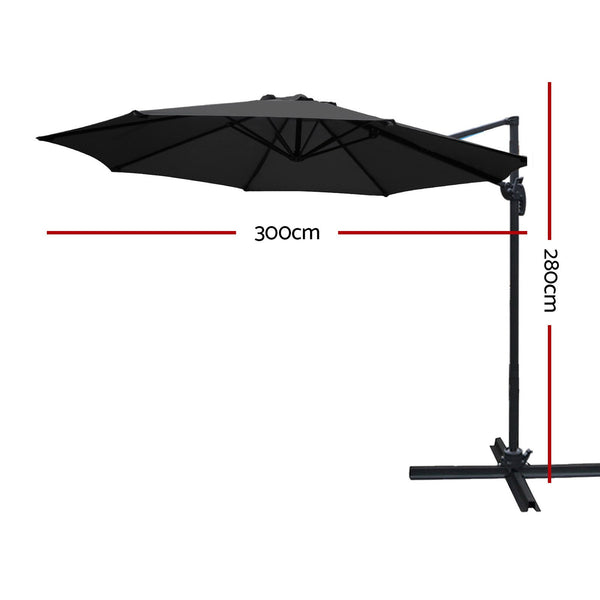 Instahut Roma Outdoor Umbrella Black Patio Umbrellas