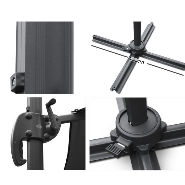 Instahut Roma Outdoor Umbrella Black Patio Umbrellas