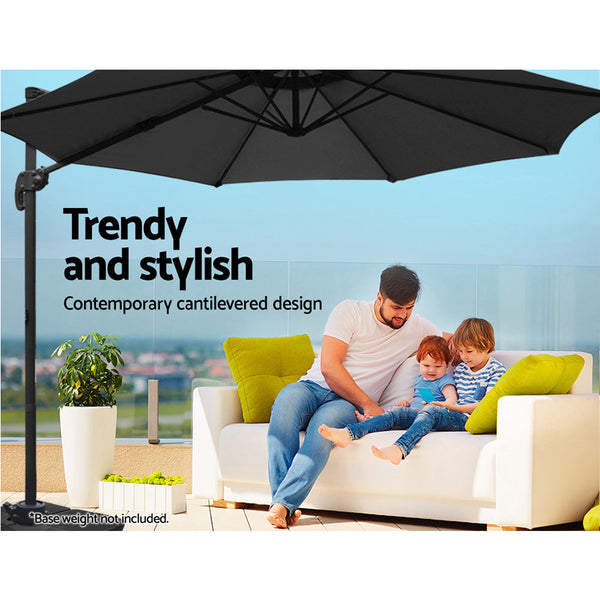 Instahut Roma Outdoor Umbrella Black Patio Umbrellas