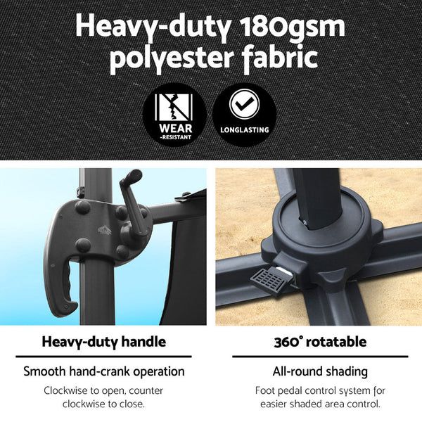 Instahut Roma Outdoor Umbrella Black Patio Umbrellas