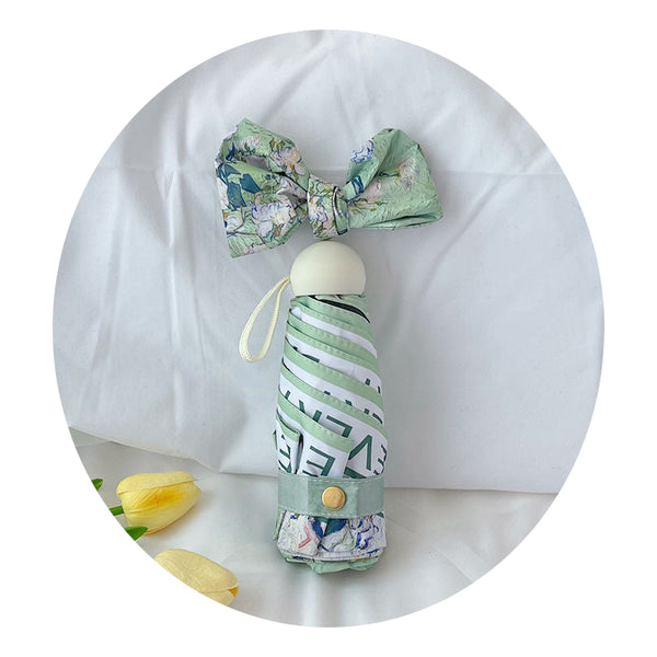 Rose Mini 5 Fold Umbrella Portable, Anti Uv, Black Glue Coating Umbrellas