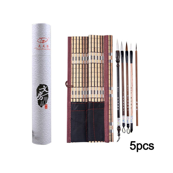 5Pcs Set Bamboo Traditional Chinese Calligraphy Brushes Writing Art Painting Supplies Calligraphy Sets