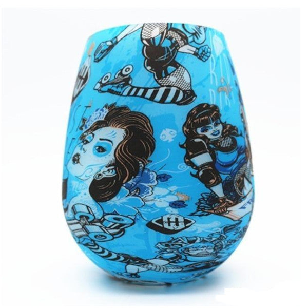 Unbreakable Silicone Wine Glasses Bpa Free Printed Outdoor Cups For Travel Picnic Pool Boat Camping Glassware & Drinkware