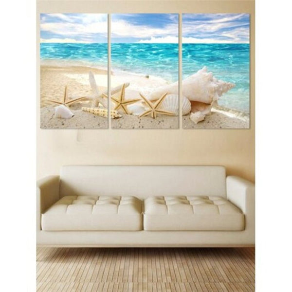 Unframed Beach Starfish Print Canvas Paintings Light Blue 3Pc1218 Inch No Frame Posters & Prints