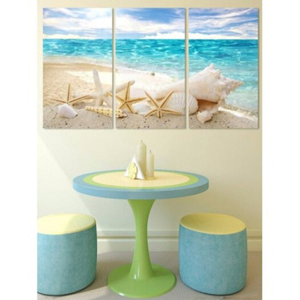 Unframed Beach Starfish Print Canvas Paintings Light Blue 3Pc1218 Inch No Frame Posters & Prints
