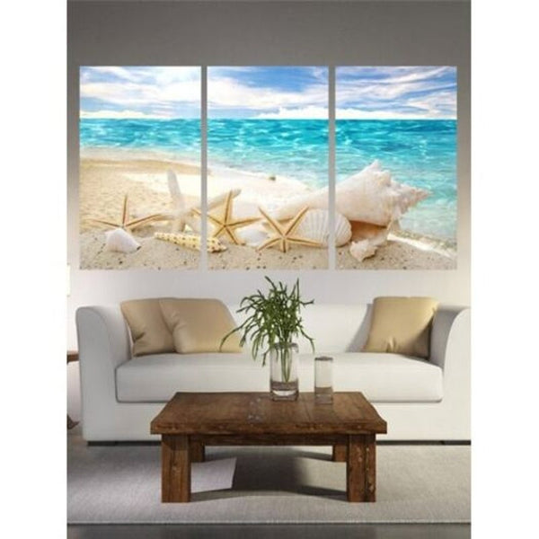 Unframed Beach Starfish Print Canvas Paintings Light Blue 3Pc1218 Inch No Frame Posters & Prints