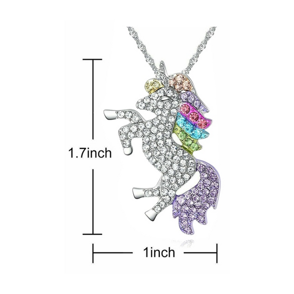 Veile Studios Necklaces Silver Tone Little Princess Rainbow Pendant Girl Ladies Fashion Necklaces & Pendants