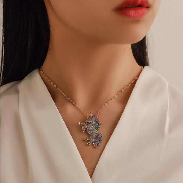 Veile Studios Necklaces Silver Tone Little Princess Rainbow Pendant Girl Ladies Fashion Necklaces & Pendants