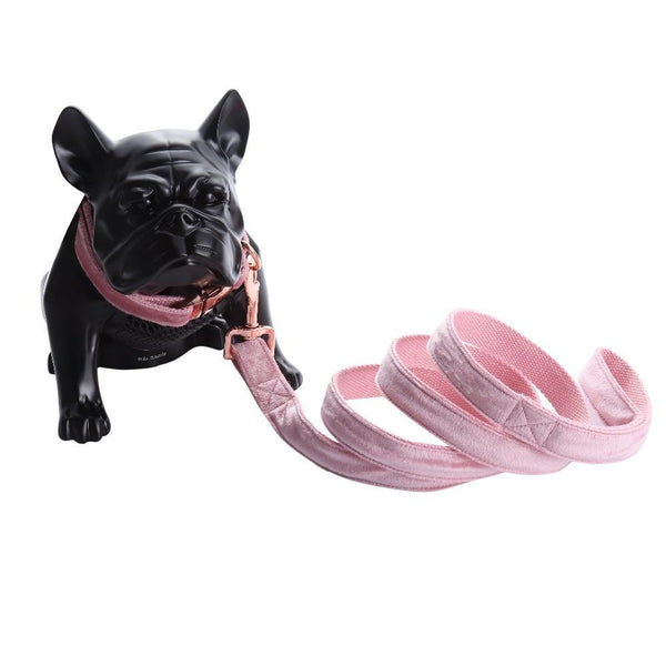 Pink Candy Velvet Dog Collar And Leash Set