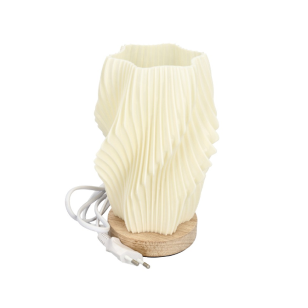 Unique Pleated Design Table Lamp 3D Printed Washable Shade Wooden Base Adjustable Led (Six Star Rotation) Lamps