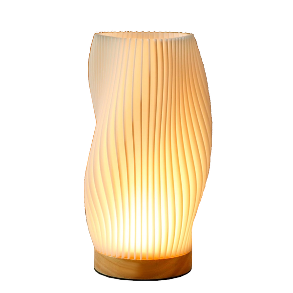Unique Pleated Design Table Lamp 3D Printed Washable Shade Wooden Base Adjustable Led (Three Star Rotation) Lamps