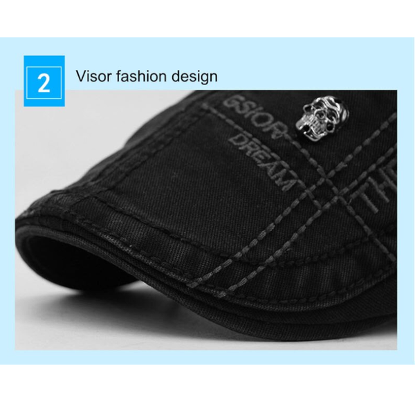 Unique Skull Rivet Pattern Embellished Newsboy Hat Gray Hats