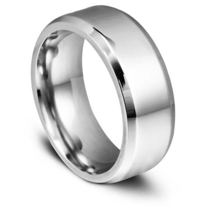 Unisex 8Mm Titanium Steel Ring Silver 10