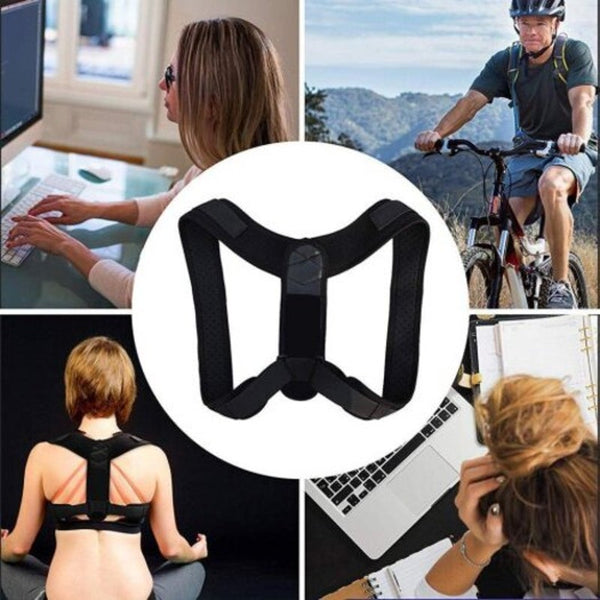 Unisex Back Posture Corrector Clavicle Spine Shoulder Orthosis Support Belt Black M / L Orthotics Braces & Sleeves