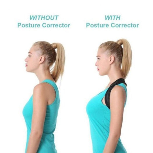 Unisex Back Posture Corrector Clavicle Spine Shoulder Orthosis Support Belt Black M / L