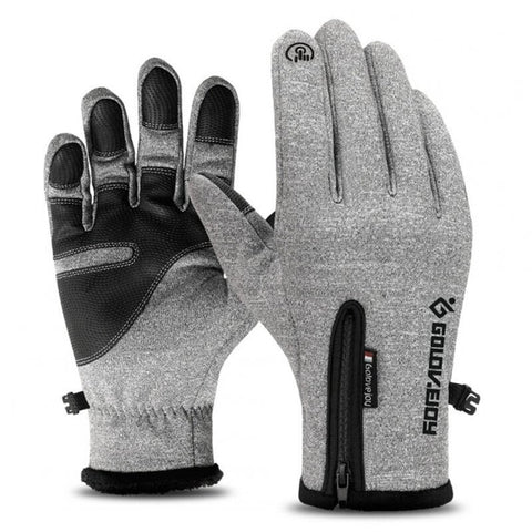 Unisex Outdoor Waterproof Gloves Winter Touch Screen Thermal Full Finger Inner Plush Skiing Graym