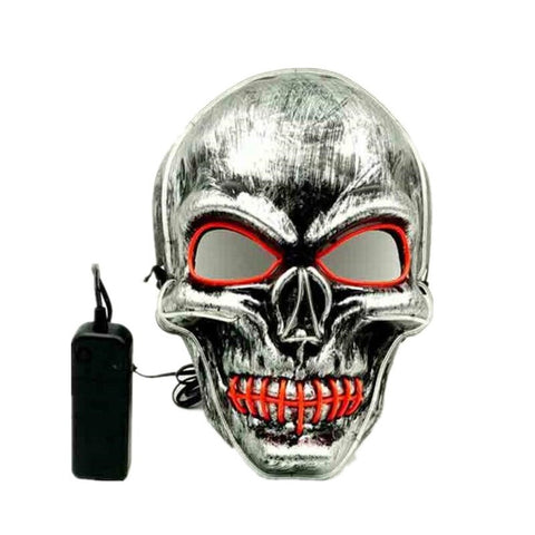 Unisex Skull Design Mask El Light For Halloween Festival Cosplay Party Antique Silver