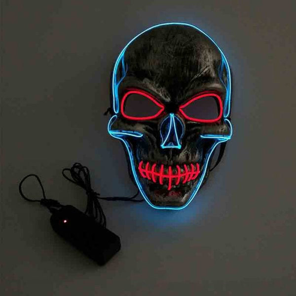 Unisex Skull Design Mask El Light For Halloween Festival Cosplay Party Antique Silver Masks