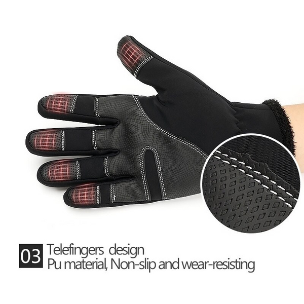 Unisex Outdoor Waterproof Winter Touch Screen Thermal Full Finger Inner Plush Skiing Grays Gloves