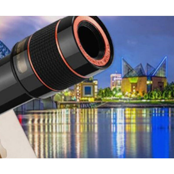 Universal 12X Mobile Phone Focusing Zoom Telescope Head External Hd Camera Times Lens Black