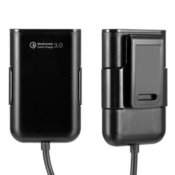 Universal 4 Ports Usb Front Back Seat Qc 3.0 Charging With 1.8M Extension Cord Black Chargers & Cradles