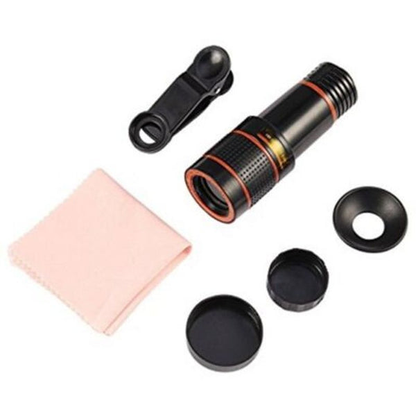 Universal 8X Optical Zoom Telescope Camera Lens Clip Mobile Phone For Xiaomi / Huawei Samsung Black