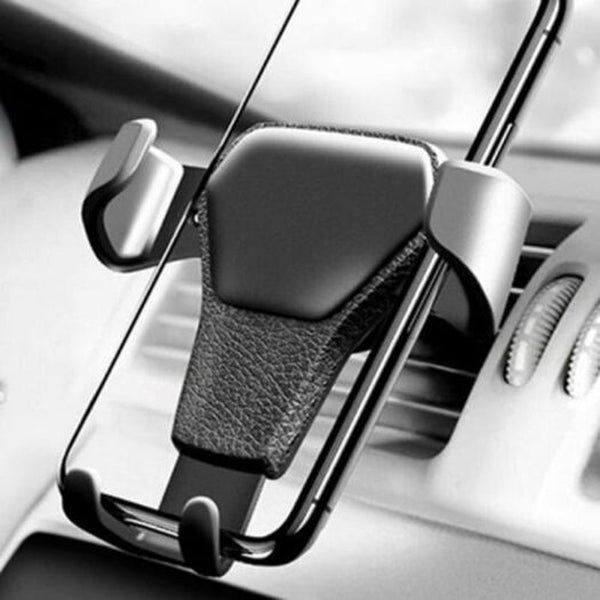 Universal Car Mobile Phone Holder Bracket Leather Gravity Linkage Air Vent Stand Mount Vehicle Navigation Base Black Mounts & Holders