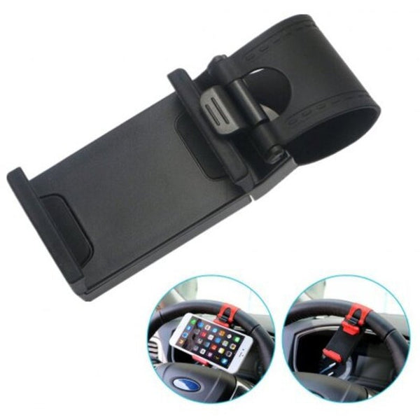 Universal Car Phone Holder Steering Wheel Stand Black Mounts & Holders