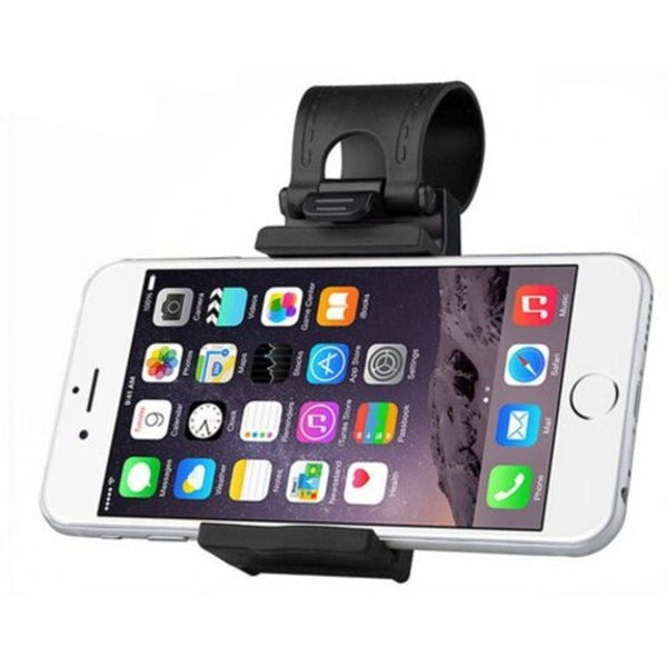 Universal Car Phone Holder Steering Wheel Stand Black Mounts & Holders