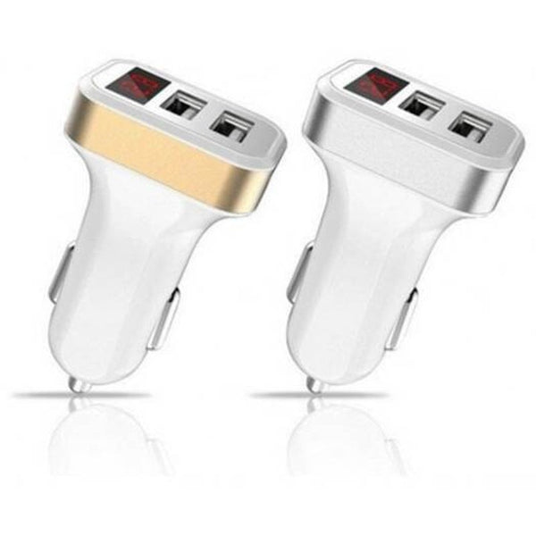 Universal Dual Usb Smart Car Charger With Digital Display Gold
