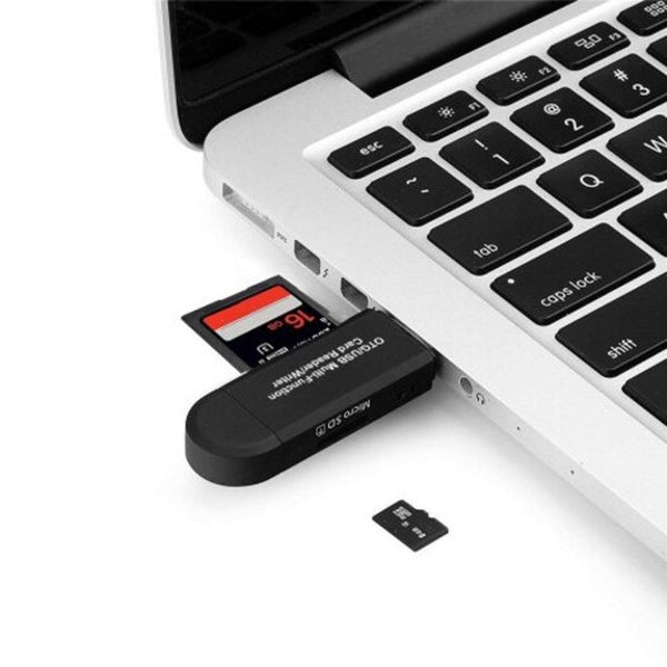 Universal Micro Usb Multifunction Card Reader 2 In 1 2.0 Connectors Sd Tf Jet Black Memory Card Readers & Adapters