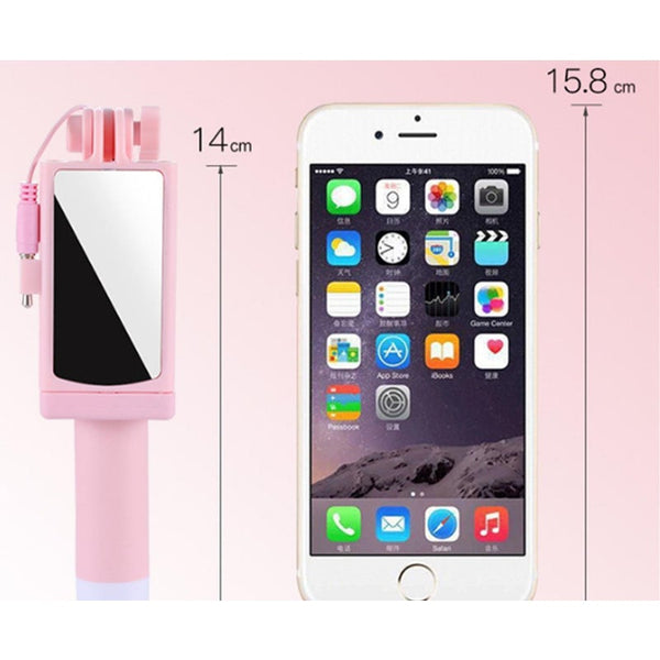 Universal Mini Selfie Stick Handheld Smart Phone Camera Pink