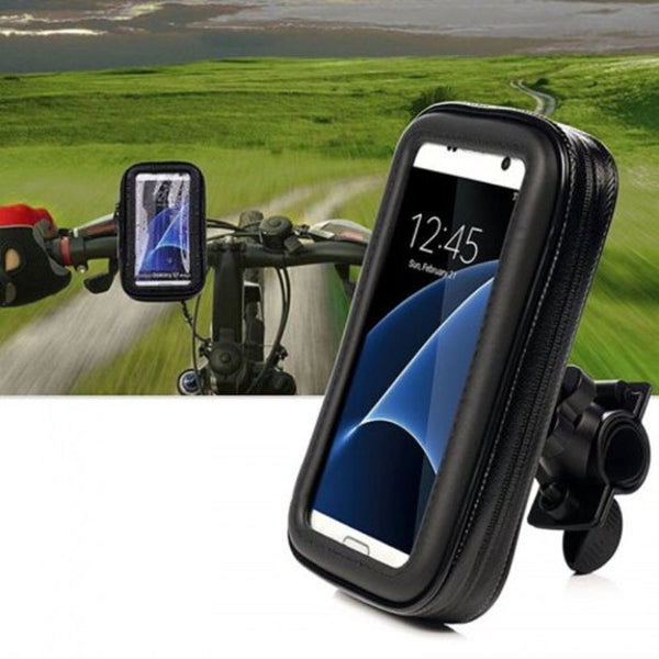 Universal Motorcycle Bike Bicycle Handlebar Waterproof Phone Mount Bag Holder Case Black Mounts & Holders