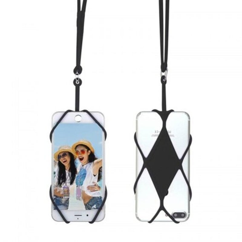 Universal Silicone Cell Phone Lanyard Holder Case Cover For Xiaomi Ipone Samsung Black Straps & Charms