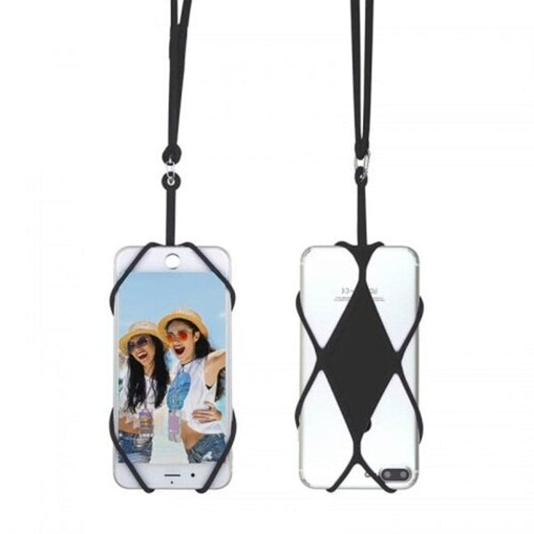 Universal Silicone Cell Phone Lanyard Holder Case Cover For Xiaomi Ipone Samsung Black Straps & Charms