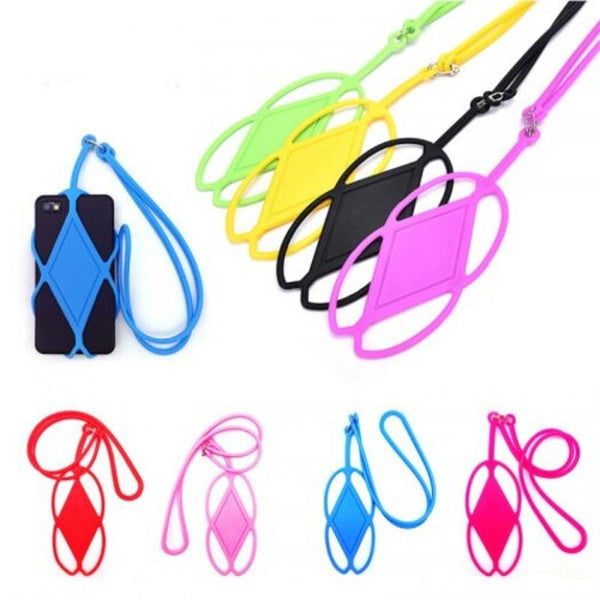 Universal Silicone Cell Phone Lanyard Holder Case Cover For Xiaomi Ipone Samsung Black