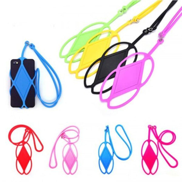 Universal Silicone Cell Phone Lanyard Holder Case Cover For Xiaomi Ipone Samsung Black Straps & Charms