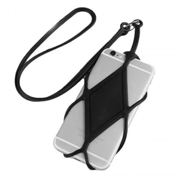 Universal Silicone Cell Phone Lanyard Holder Case Cover For Xiaomi Ipone Samsung Black